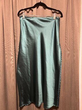 Green Silky Maxi Skirt